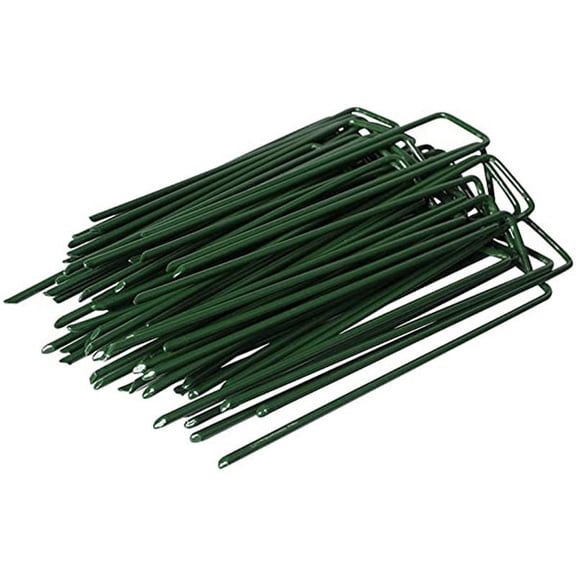 Zhuge is used for 6-inch turf pile green bulk galvanized heavy-duty garden pile U-shaped artificial grassland anchor (green, 100 pieces)