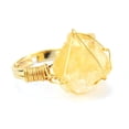 thumbnail image 1 of Zhuge natural handmade ring, suitable for both men and women to wear, with natural natural stone copper wire wrapped around the handmade opening adjustable ring (yellow), 1 of 1