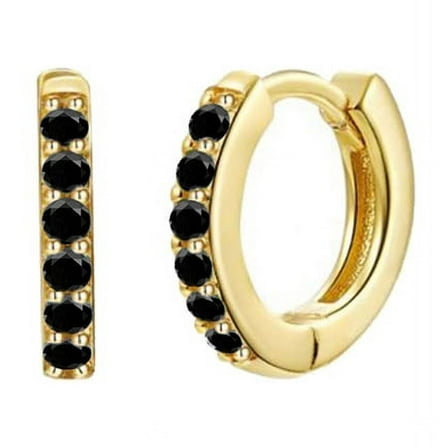 Zhuge suitable for both men and women, round multi-color set with zircon earrings, trendy earrings, gold circular earrings (black)