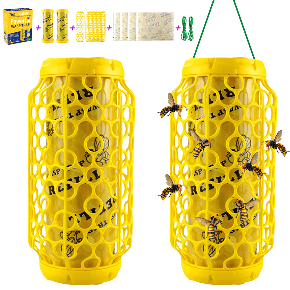 Zhuitw 2 Pack Wasp Trap Outdoor Hanging NonToxic Carpenter Bee Traps