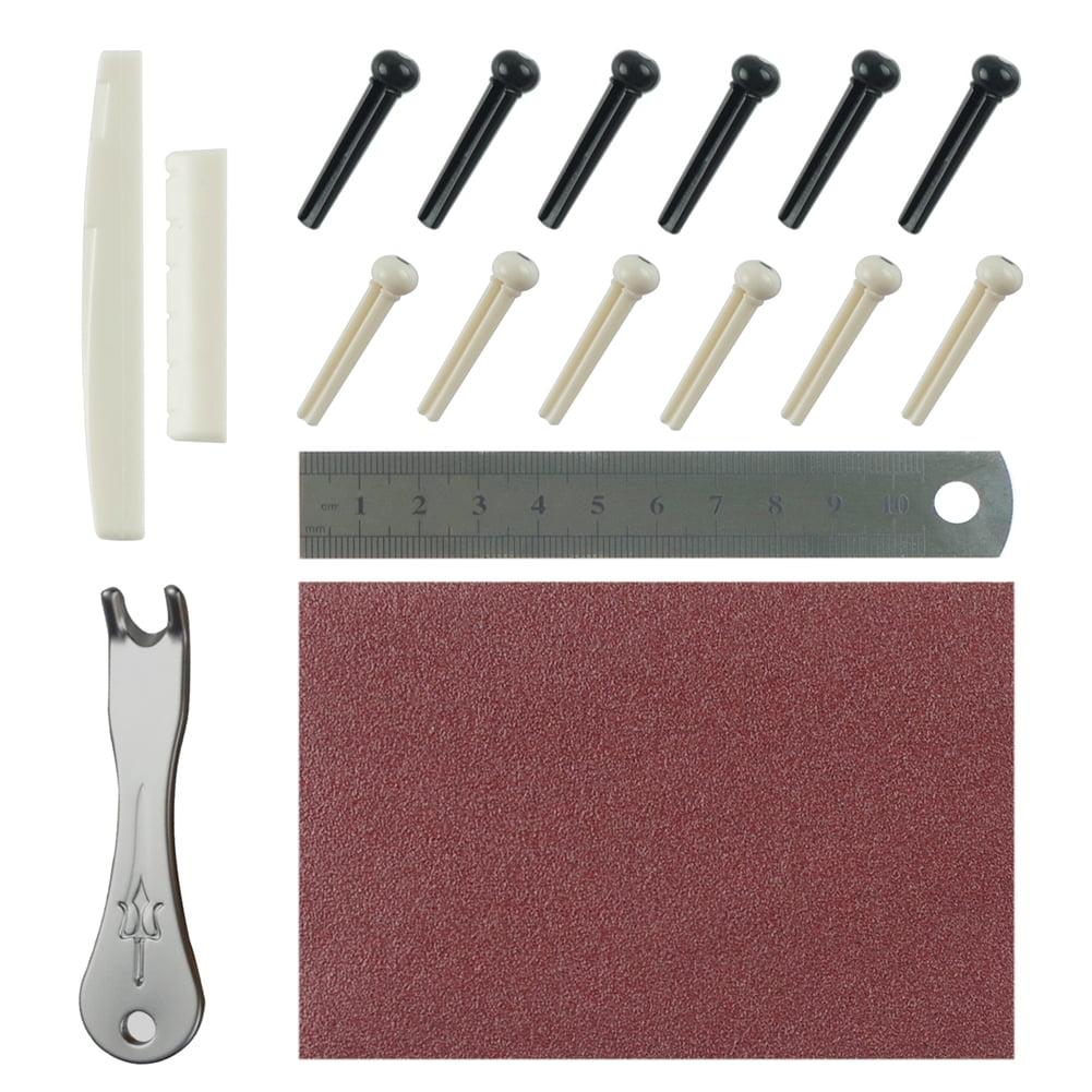 Zhuitw Acoustic Guitar Bridge Pins with Guitar Saddle Nut Guitar Bridge