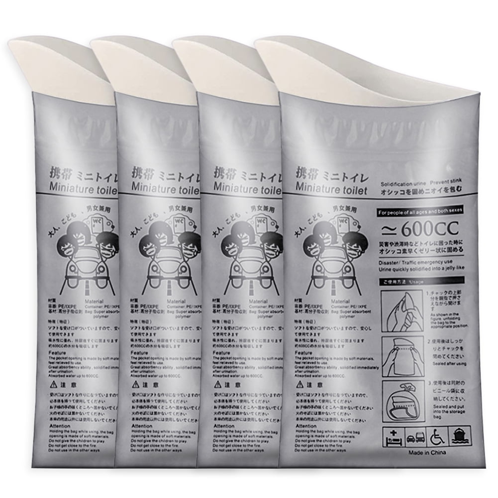 Zhuitw Disposable Mini Mobile Toilet Portable 600ML 4Pcs Emergency