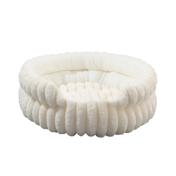 Zhuke Removable Round Pet Bed, Cozy Plush Donut Bed with Side Opening, Washable Calming Nest for Small Dogs & Cats