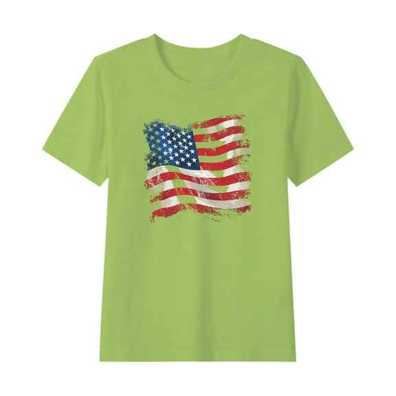 ZhuoLiL Clothes for Girls 10-12 Years Old Boys' and girls' Patriotic Graphic T-Shirt (2-15Y) - Short Sleeve Round Neck Summer Tee