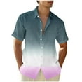 thumbnail image 1 of ZhuoLiL Fashion Shirts for Men 2025 Trendy Mens Clothes on under $10.00 Men Casual Fashion Turndown Collar Gradient Print Short Sleeve Button Shirt Blouse, 1 of 4