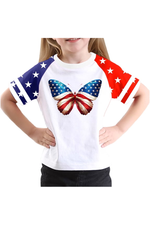 Girls Tops 10-12 Trandy Toddler Kids Boy And Girl Fashion Cute Round Neck Print Short Sleeve