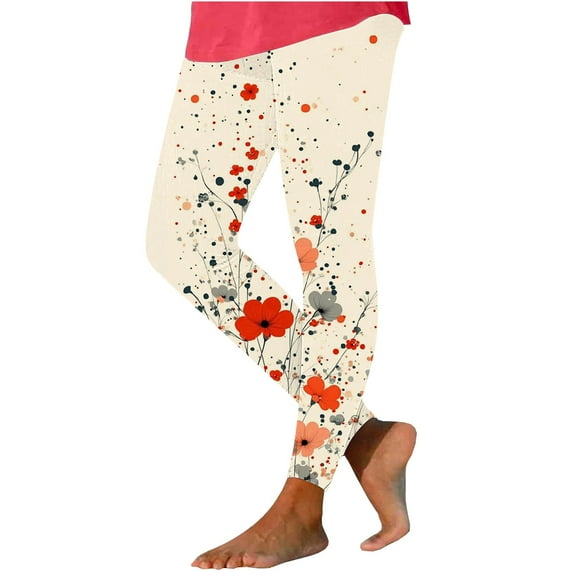 ZhuoLiL Leggings for Women Clearance under $5 Ladies Fashionable Retro Printed Leggings Yoga Casual Pants Bottom Pants