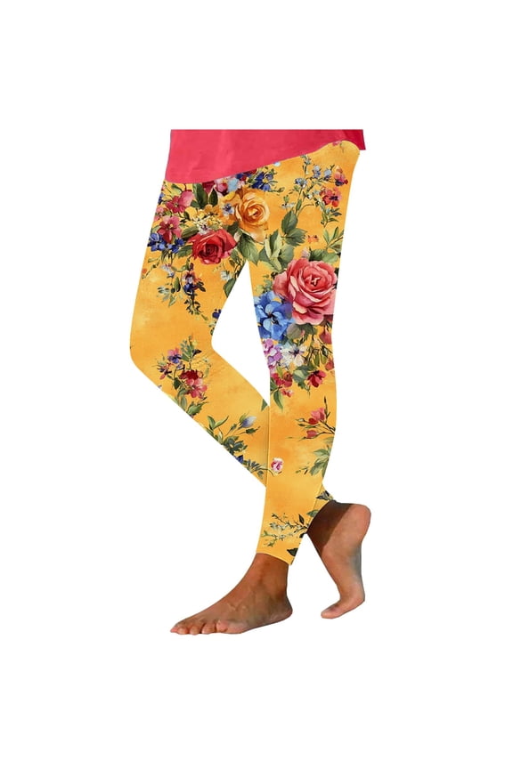 Leggings for Women Clearance under $5 Ladies Fashionable Retro Printed Leggings Yoga Casual Pants Bottom Pants