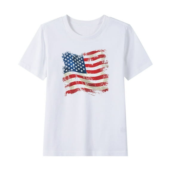 ZhuoLiL Shirts for Toddler Girls 2T Summer New Independence Day Shirts For Kids Short Sleeve Graphic T-Shirt Round Neck For 2-15 Years And Boy T-Shirt Tee Casual Short