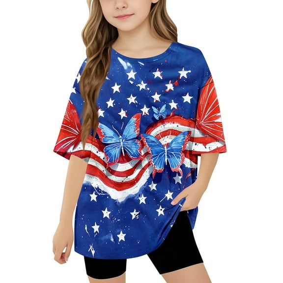 ZhuoLiL Shirts for Toddlers 3T Toddler Girls' Cute Graphic Print T-Shirt - Short Sleeve Round Neck Tee