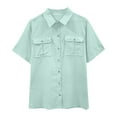 thumbnail image 1 of ZhuoLiL Summer Savings! Women Short Sleeve Button Front Blouse Unisex Summer Lapel Breasted Double Pocket Short Sleeved Shirt Top Short Sleeved Lapel Top/shirt, 1 of 9