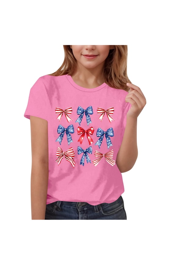 Summer Shirts for Toddler Girls Girls' Printed Short Sleeve T-Shirt - Round Neck Summer Top