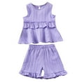 thumbnail image 1 of ZhuoLiL Toddler Clothes Sets for Girls Fashion Girls' Solid Color Sleeveless Round Neck Top With Elastic Waist Shorts Set（0-6Y）, 1 of 9