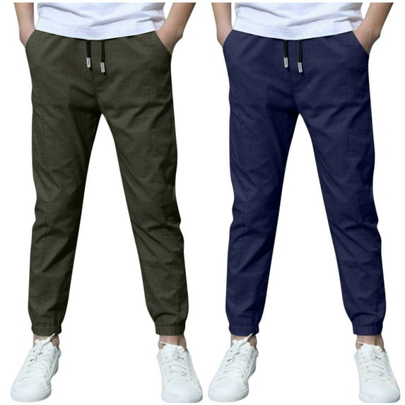 ZhuoLiL 2PC Toddler Girl Clothes Clearance under $10 Pants for Toddler Boys 3T Boys' Solid Color Cotton 2Pc Pants Casual Pants Loose Pants Casual Outerwear Pants Sweatpants(3-13Years)