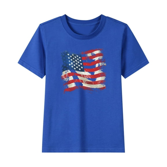 ZhuoLiL Toddler Girls Shirts on Sale Boys' and girls' Patriotic Graphic T-Shirt (2-15Y) - Short Sleeve Round Neck Summer Tee