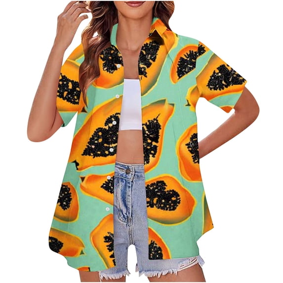 ZhuoLiL Women's Hawaii Beach Short Sleeved Shirt
