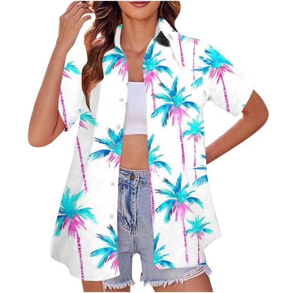 ZhuoLiL Women's Hawaii Beach Short Sleeved Shirt