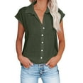 thumbnail image 1 of ZhuoLiL Women's Tops Fashion Solid Button Shirt Female V-Neck Loose T-shirt Blouse, 1 of 6