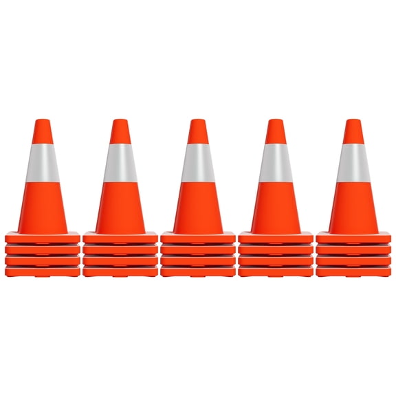 Zhuotong 18 Inch Orange Traffic Cones, 20 Pack Heavy-Duty PVC Cones with Reflective Collar for Road Work, Driveway & Event Safety