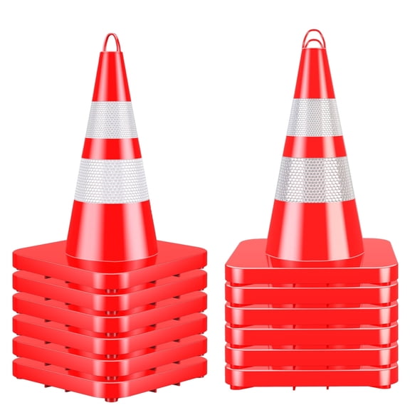 Zhuotong 26.57 Inch 5 Pack Heavy-Duty PVC Traffic Cones, Crush Resilient with Reflective Strips, Chainable & Handle Design, Stackable Orange Safety Cones for Parking, Construction, Driveway