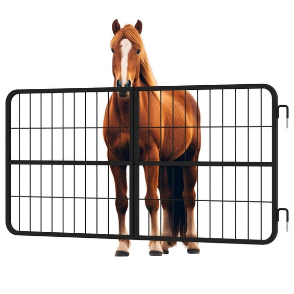 Zhuotong 48" x 24" Heavy-Duty Steel Horse Stall Door Guard, Two-Way Opening Livestock Gate for Horse Barn, Stable, Farm & Livestock Use