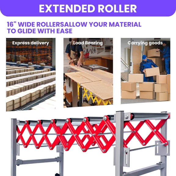 Zhuotong 600LBS Extendable Roller Conveyor with Wheels, Height Adjustable Portable Conveyor for Warehouse Loading & Unloading