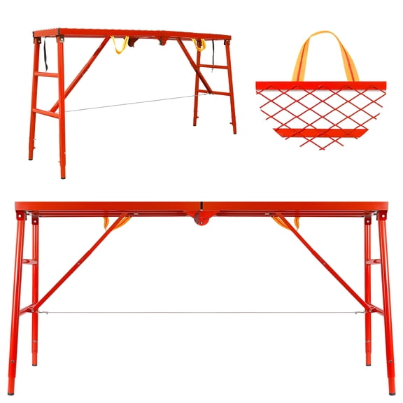 Zhuotong Adjustable Scaffolding Work Platform, 770 LBS 65" x 15" Folding Scaffold with 5 Height Levels & Non-Slip Mesh for Construction & Painting