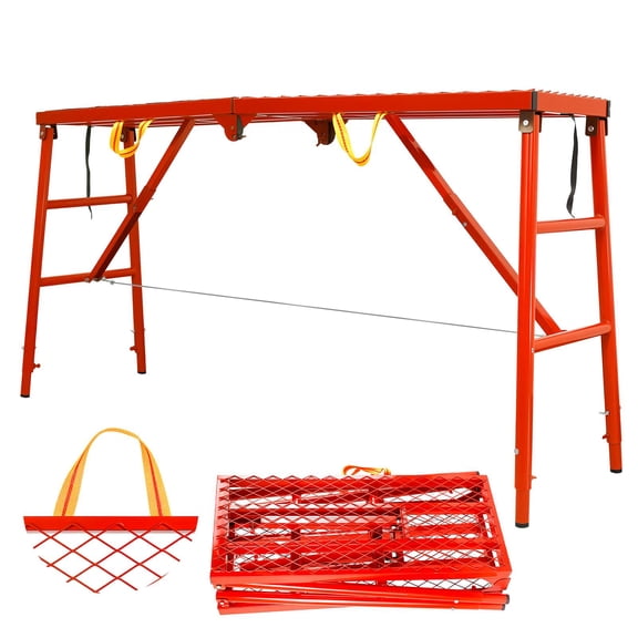 ZhuotongFoldable Scaffolding Work Platform, 770LBS Capacity 5-Level Height Adjustable Portable Scaffold with Anti-Slip Grid for Construction, Painting