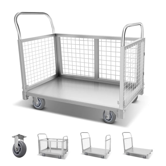 Zhuotong 40.1" Steel Wire Mesh Rolling Cart, Industrial Cage Cart, 2200LBS Utility Cart, Industrial Storage Cart for Warehouse, Logistics & Commercial Use