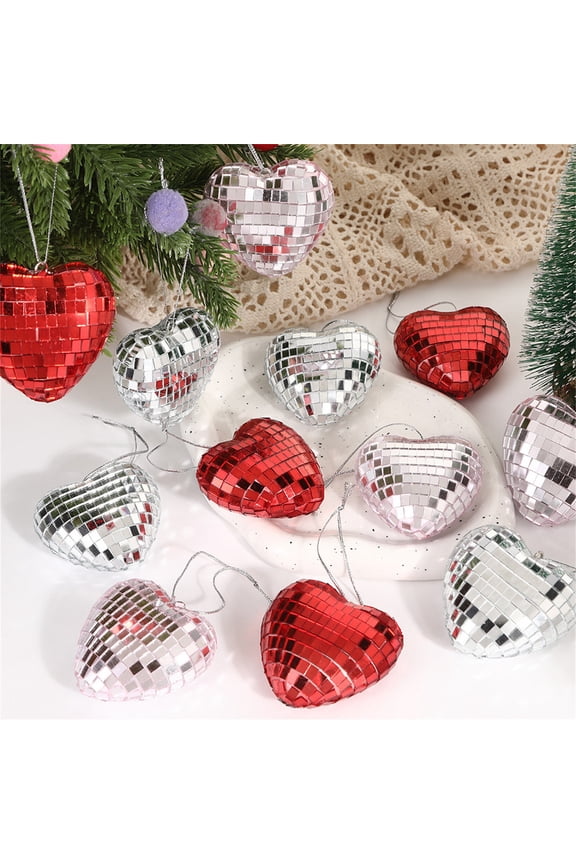 12Pcs Valentine Decorations Heart Ornaments Romantic Valentine's Day Gifts Pendant Hanging Decoration Home Decoration Hanging Ornament Festival Decoration Keychain Home Door Wall Window Decor