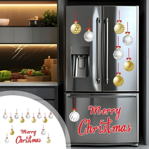 ZhyrZng 32pcs Merry Christmas Garage Door Decorations Magnets Banners, Merry Christmas Balls Magnet Decoration Xmas Holiday Refrigerator Decal Sticker Fridge for Indoor Outdoor Car Kitchen Decor