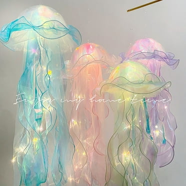 ZhyrZng 4PCS Jellyfish Lamp Party Decor, Led Jellyfish Lantern, LED Jellyfish Lamp, Colorful Glitter Jellyfish Lantern for Girls Fitting Ocean Theme Decor, Hanging Jellyfish Light Mermaid Birthday