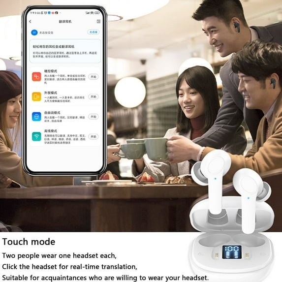 ZhyrZng AI Translation Earbuds Real Time, AI Language Translator Earbuds, AI Headphones Language Translation Wireless Bluetooth, Real Instant Translator Earbuds Portable In-Ear Translator WHITE