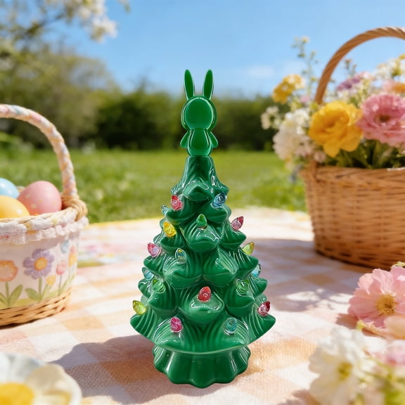 ZhyrZng Ceramic Light Up Easter Tree Spring Pink Egg Christmas Tree | Durable Design & Easy to Install for Easter Holiday Party - Lighted Ceramic Retro Style Easter Christmas Tree