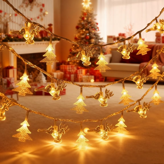 ZhyrZng Christmas Lights Indoor 1.5m 10 LED USB Powered Reindeer Tree Snowflake String Lights For Holiday Party Decoration And Festive Home Ambience