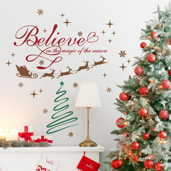 ZhyrZng Christmas Stickers Window Clings Decorations Christmas Door Decorations Stickers For Refrigerator Wall Christmas Snowflake Deer Christmas Decoration Home Decoration Wall Decal