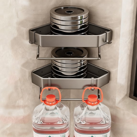 ZhyrZng Corner Shower Caddy for Bathroom Organization - Stainless Steel Wall Shelf with No Drill Adhesive for Shampoo Conditioner Soap Holder Rustproof Storage Triangle Rack
