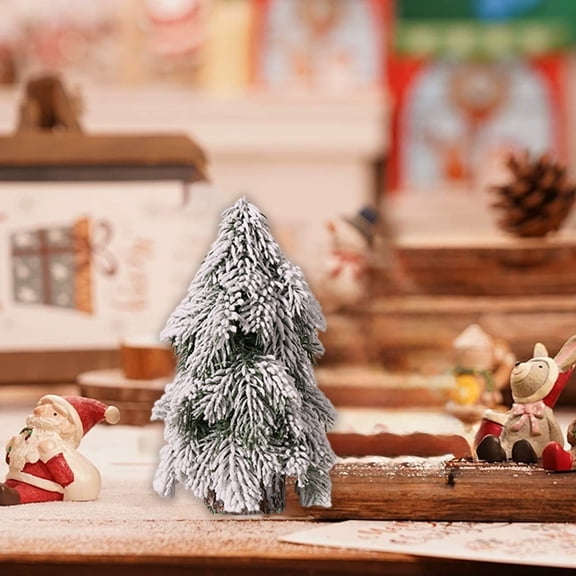 ZhyrZng Desktop Mini Christmas Tree, Table Top Artificial Christmas Tree with Wooden Planter, Norfolk Pine Desktop Xmas Tree for Home, Office Shopping Mall Window Holiday Decorations