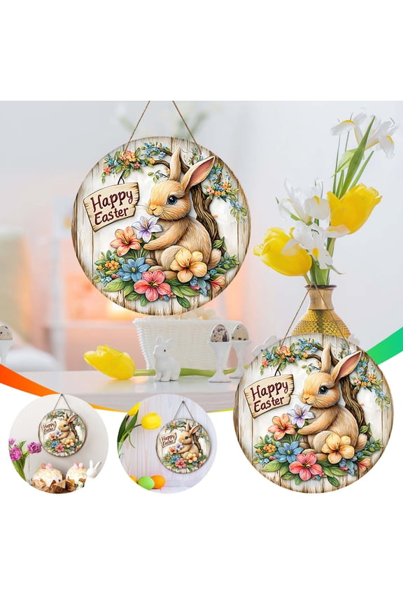 Easter Bunny Wooden Decorative Plaques Hanging Pendant Hanging Decoration Home Decoration Hanging Ornament Festival Decoration Keychains Home Door Wall Window Decor