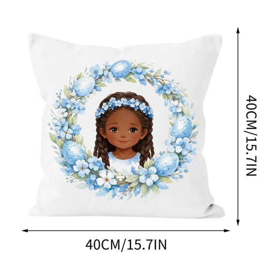 ZhyrZng Easter Decorative Pillows for Living Room Bedroom, Hand Drawn Character Cushion with Insert included, Soft Polyester Peach Skin Throw Pillow for Spring Holiday Home Decor