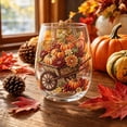 thumbnail image 1 of ZhyrZng Fall Embroidery Print Stemless Wine Glass,5 Styles Pumpkin Fox Watering Can Clear Lead-Free Glass Cup,Autumn Thanksgiving Harvest Decor Drinking Glass for Wine Cocktail Water,Lover Gift, 1 of 7