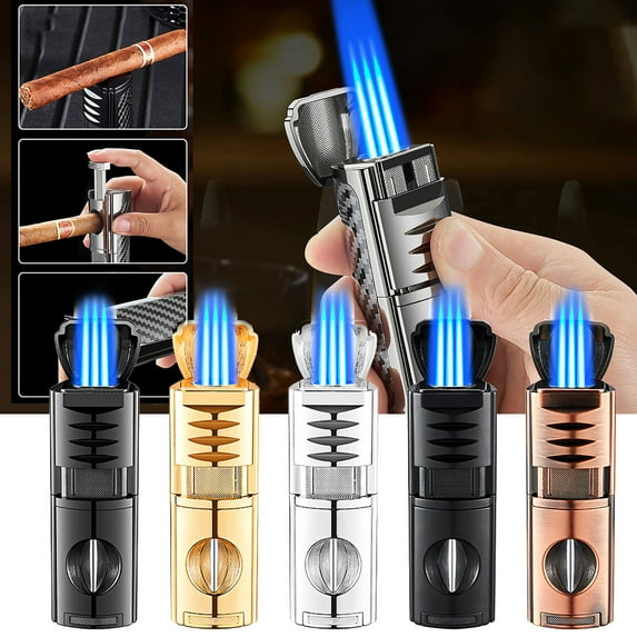 ZhyrZng Folding Cool Torch Lighters Windproof For Outdoor Douable Blue Flame Refillable Lighters Gray