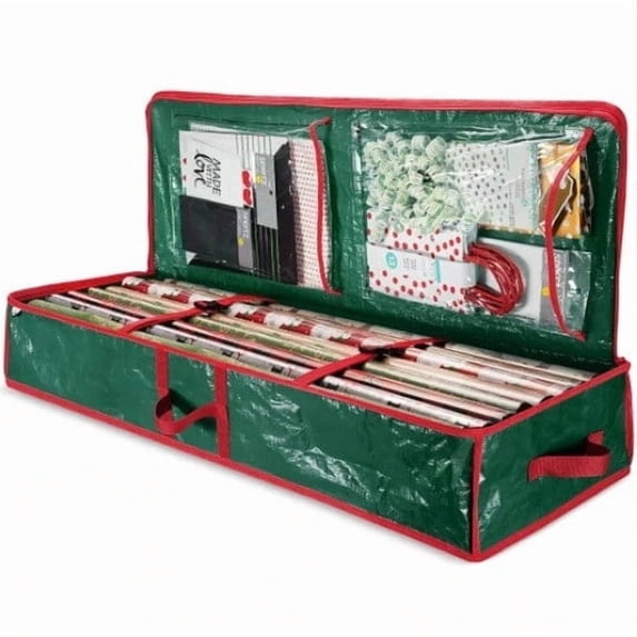 ZhyrZng Gift Wrap Organizer Wrapping Paper Organizer Storage | Christmas Decoration Storage Bag & Underbed Holiday Container for Rolls Ribbons Bows with Handle 105x36x16cm Waterproof