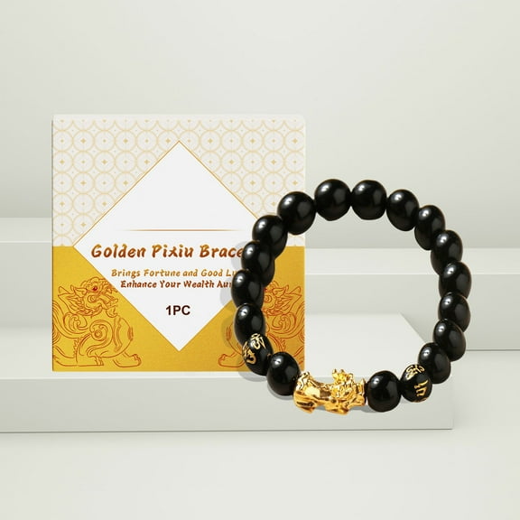 ZhyrZng Golden Pixiu Bead Bracelet For Feng Shui And Wealth Balancing The Five And Harmonizing Energy