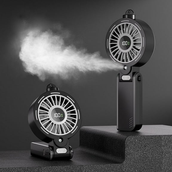ZhyrZng Handheld Spray Digital Fan Portable Foldable Desktop High Speed Fan Hanging Neck Large Wind Fan Handheld Black-D Portable Desktop Handhold Waist Fan