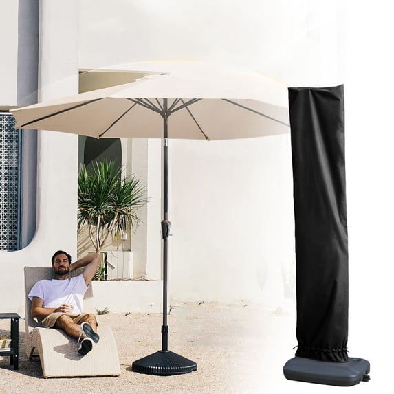 ZhyrZng Heavy Duty Patio Umbrella Cover, Waterproof Sun Rain Protection for Center Pole and Cantilever Umbrellas featuring 190D Oxford Cloth with Elastic Drawstring Closure
