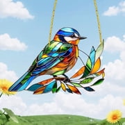 Stained Acrylic Hummingbird Suncatcher, Hummingbird Sun Catchers Indoor Windows Hanging Decor, Birds Suncatchers for Windows Decoration for Bird Lovers