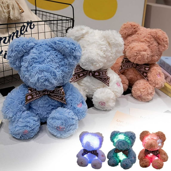 ZhyrZng Light up LED Teddy Bears Stuffed Animals, Cute Soft Nightlight Glow Bear Plush Toys Creative Colorful Luminous Light Up Doll Gifts for Bedroom, Gifts for Kids, Baby, Valentine Birthday WHITE