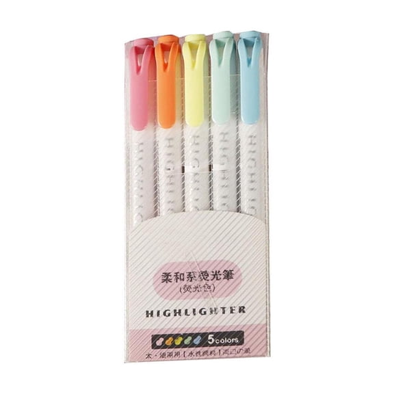 ZhyrZng Mildliner Highlighters For Students And Professionals - 5Pcs Double Ended Assorted Highlighters With Non Bleed Ink And Stylish Design For Journaling And Scrapbooking