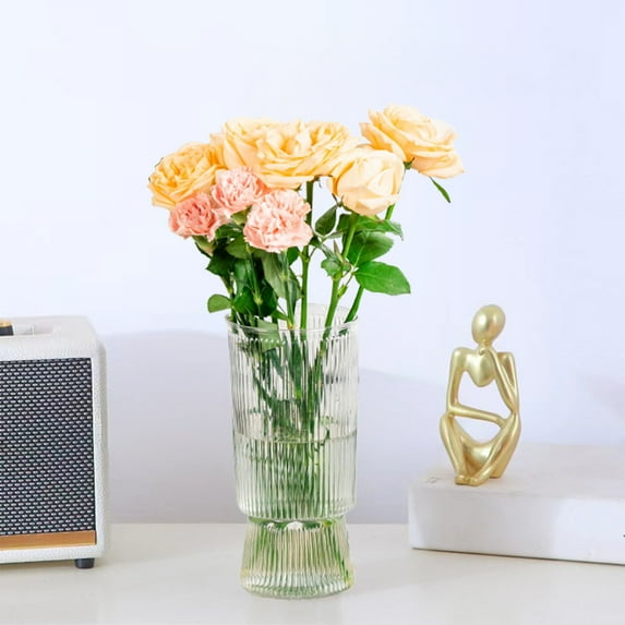 ZhyrZng Plastic Vase for Flowers Hydroponic Plants - Self Watering Imitation Glass Pot with Water Conduction Rope Transparent Soil Growing Container for Living Room Decor